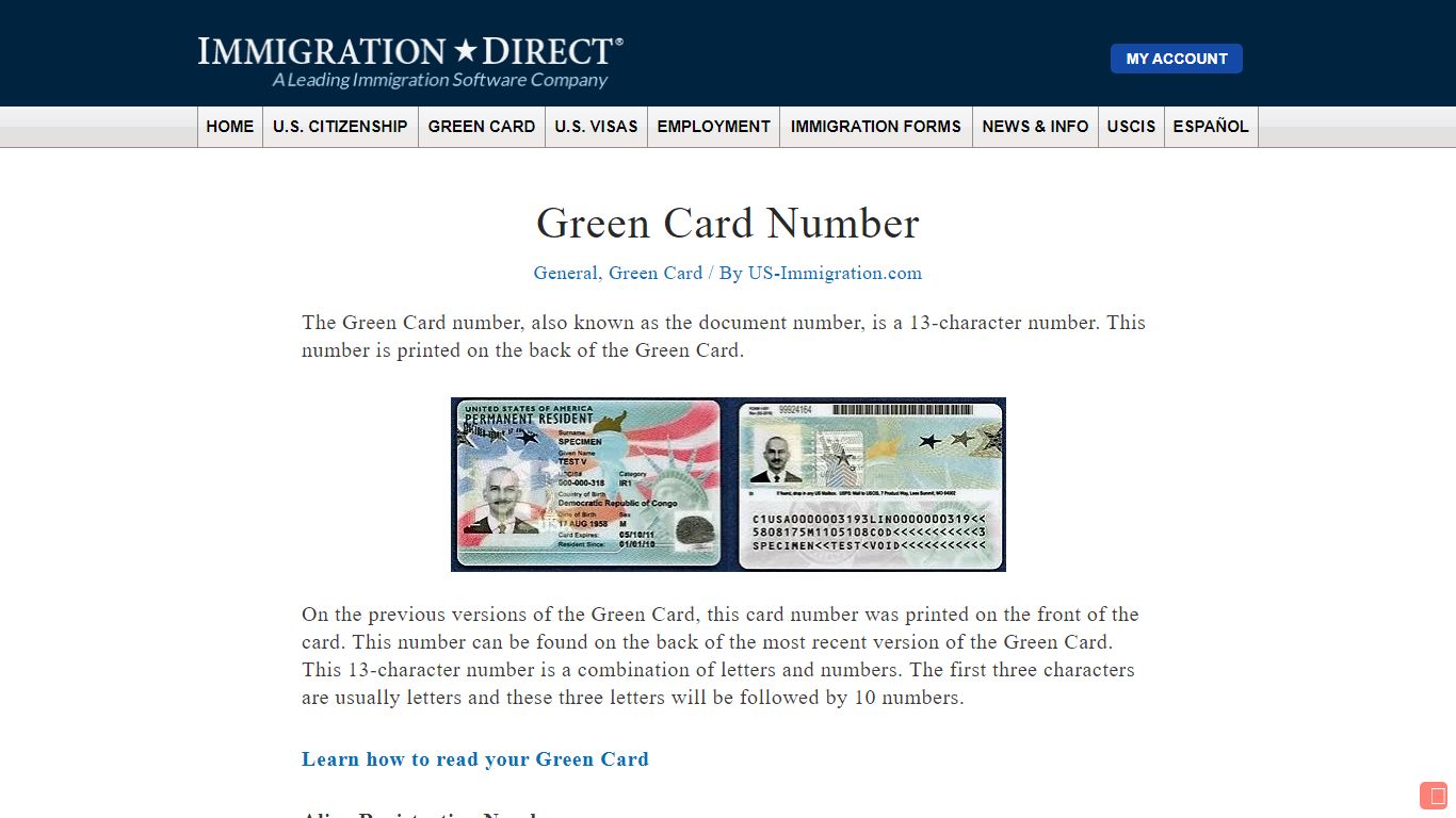 Green Card Number - US Immigration Blog
