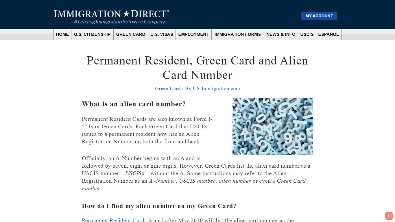 Permanent Resident, Green Card and Alien Card Number